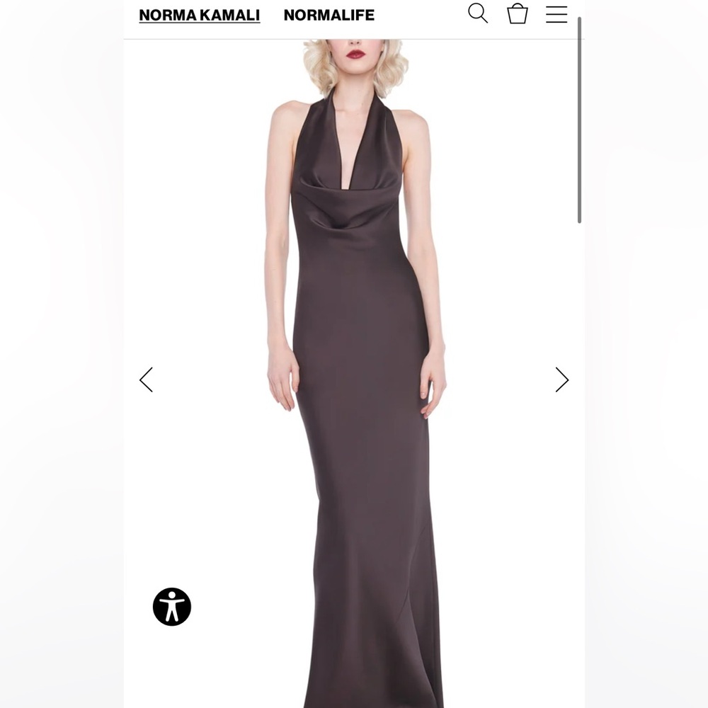 Norma Kamali Halter Neck Maxi Dress in Chocolate